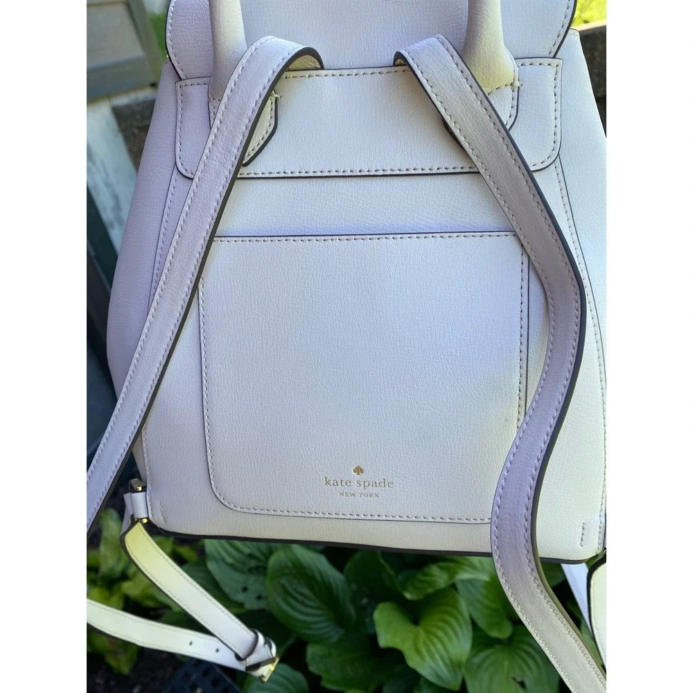 Kate‎ Spade Cream Leather Adel Flap Backpack Designer Bag Luxury Travel  Neutral